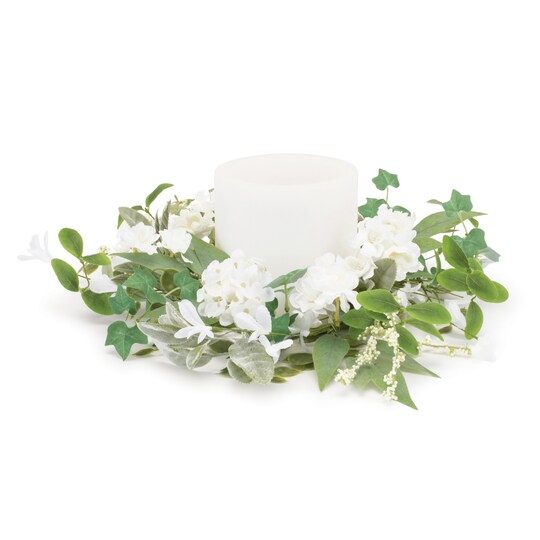 Melrose Mixed Floral and Foliage Artificial Candle Ring - 17.75"